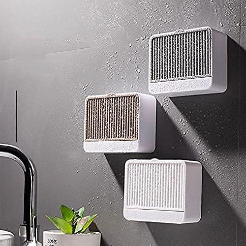 DailyEase™ Premium Plastic Creative Wall Mounted Double Bar Bathroom Soap Box Holder Soap Dish with Drainage Box Soap Box with Lid Single Grid Soap Draining Rack (Pack of 1) (Multicolor)