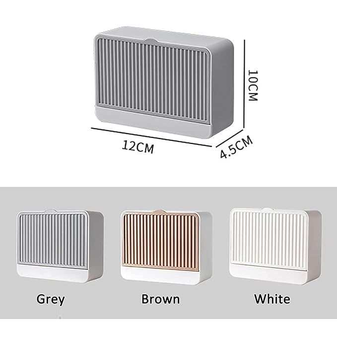 DailyEase™ Premium Plastic Creative Wall Mounted Double Bar Bathroom Soap Box Holder Soap Dish with Drainage Box Soap Box with Lid Single Grid Soap Draining Rack (Pack of 1) (Multicolor)